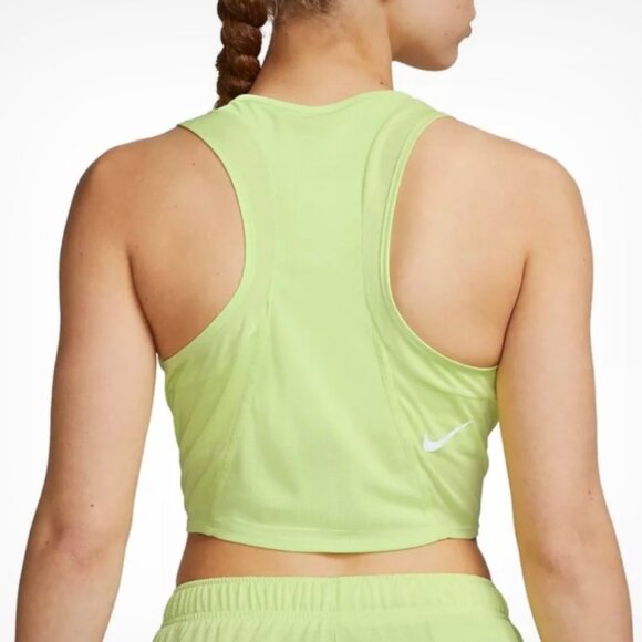 Nike Dri-Fit Neon Yellow Crop Racerback Tank Top Womens L - Picture 2 of 8